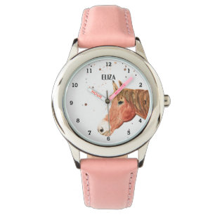 Cute Girls Rosa Horse Animal Kids Pony Armbandsur