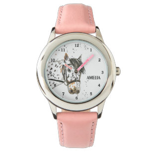 Cute Girls Rosa Horse Animal Kids Pony Armbandsur