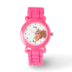 Cute Girls Rosa Horse Animal Kids Pony Armbandsur