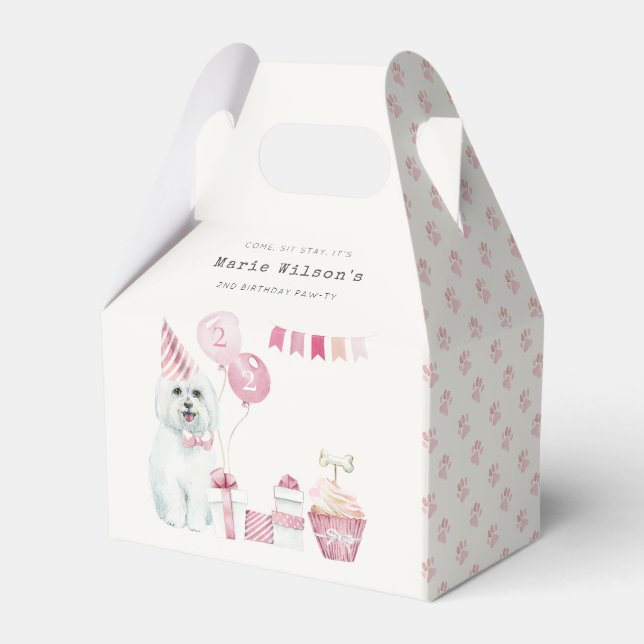 Cute Girls Rosa Party Puppy Hund vid någon ålder Presentaskar (Framsidan Sidan)