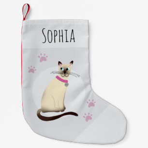 Cute Girls Siamese Cat Tecknad Tass avtryck Pets Liten Julstrumpa