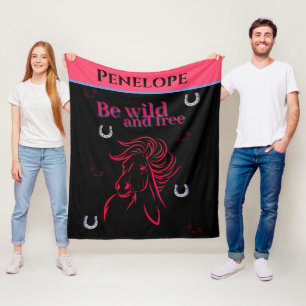 Cute Girls ska vara Vild och fri dekorativ häst Fleecefilt