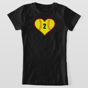 Cute Girls Softball Heart Anpassningsbar T-Shirt