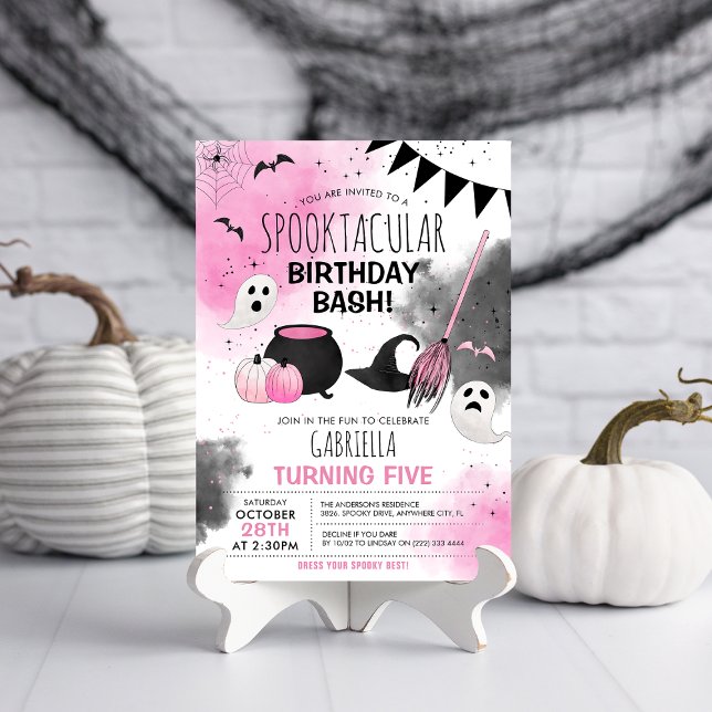Cute Girls Spooktacular Halloween Birthday Inbjudningar (Skapare uppladdad)