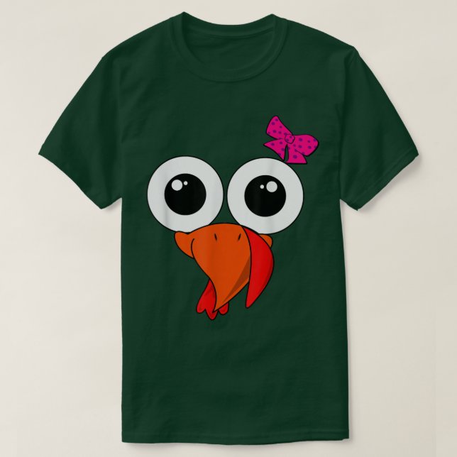 Cute Girls Turkey Costume Thanksgiving Girl Turke T Shirt (Design framsida)