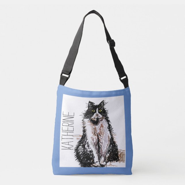 Cute Girls Tuxedo Cat Pet Handbag Axelväska (Framsida)