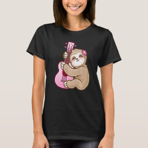 Cute Girls Ukulele Uke Rosa Guitar Kid Sloth Music T Shirt