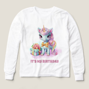 Cute Girl's Unicorn Födelsedagsfest T Shirt