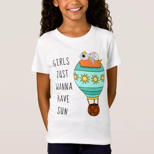 Cute Girls vill bara ha Sol Tecknad Bird Summer T Shirt (Framsida)