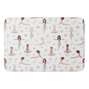 Cute Girls Zen Yoga Meditation Andlig Namaste Badrumsmatta