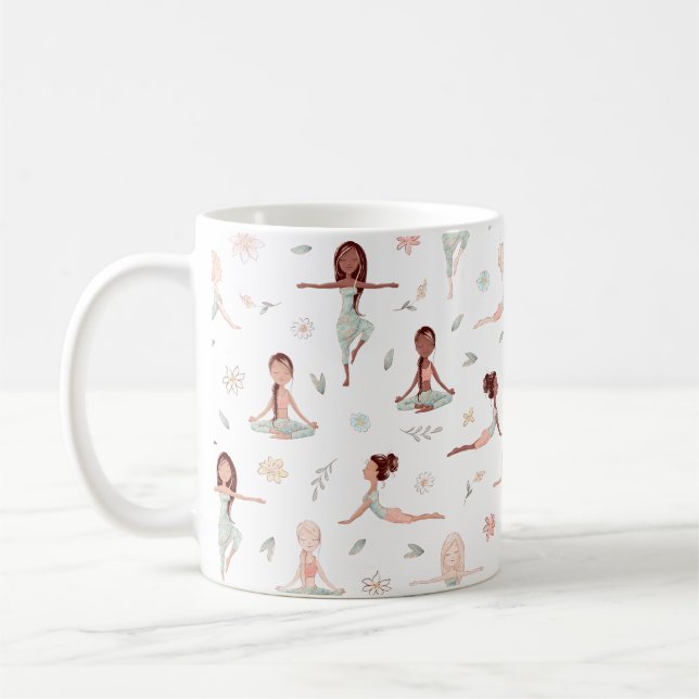 Cute Girls Zen Yoga Meditation Andlig Namaste Kaffemugg (Vänster)
