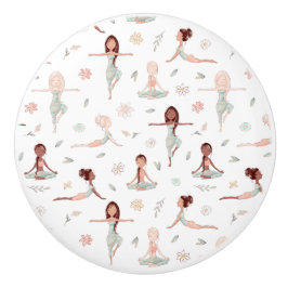 Cute Girls Zen Yoga Meditation Andlig Namaste Knopp
