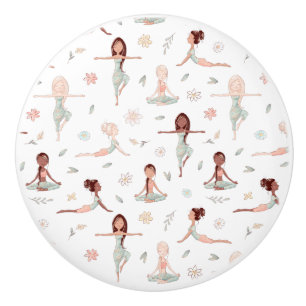 Cute Girls Zen Yoga Meditation Andlig Namaste Knopp