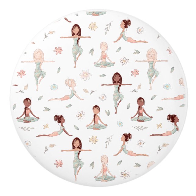 Cute Girls Zen Yoga Meditation Andlig Namaste Knopp (Framsidan)