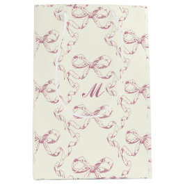 Cute Girly Aesthetic Rosa Bow Mönster Monogram