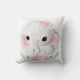 Cute Girly Baby Elephant Kudde