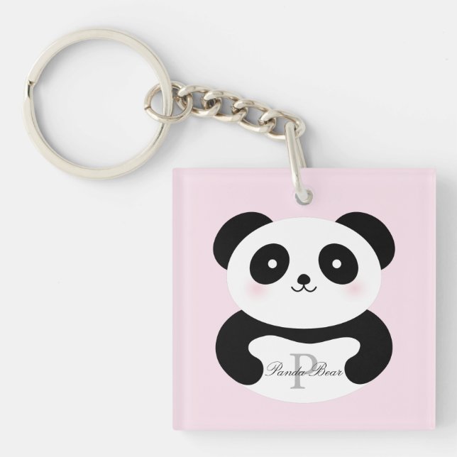 Cute Girly Baby Panda Bear Monogram (Framsidan)