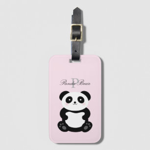 Cute Girly Baby Panda Bear Monogram Bagagebricka