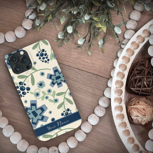 Cute Girly Blåa blommor Mönster Trendig Inspirief