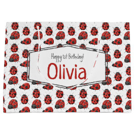 Cute Girly Black Red Watercolor Ladybug Mönster