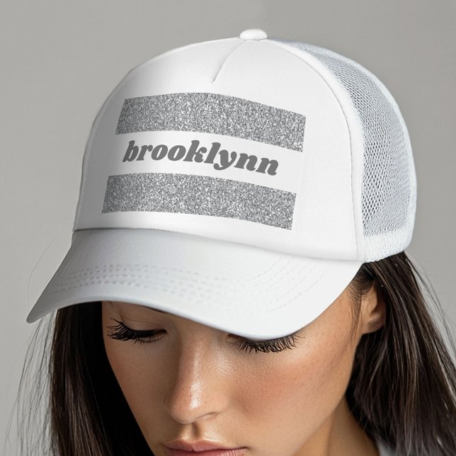 Cute Girly Bling Glitter Mönster Personlig Namn Keps (Cute Sparkly Bling Hat)