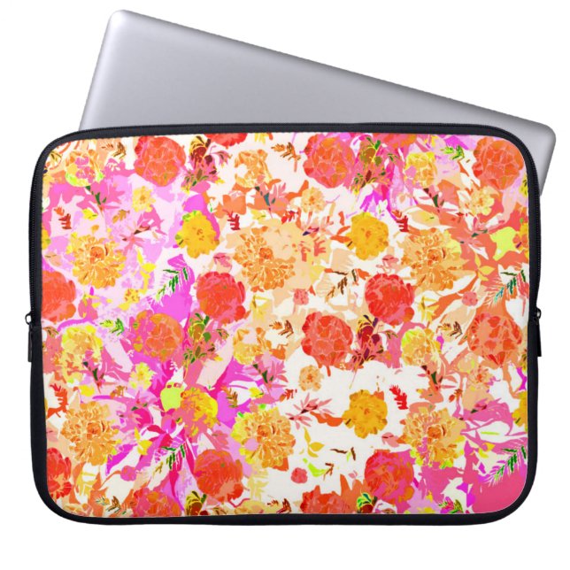 Cute girly-blommor mönster laptop fodral (Framsidan)