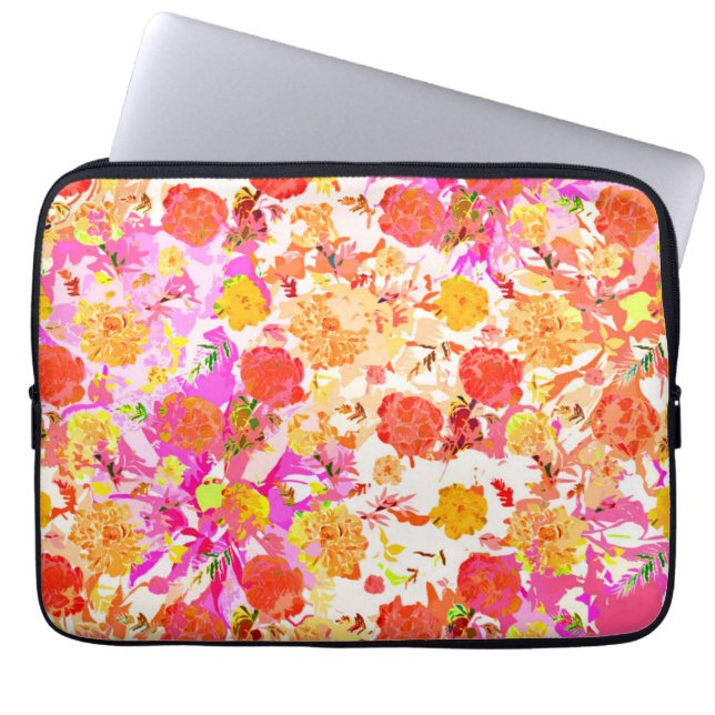 Cute girly-blommor mönster laptop sleeve (Framsidan)