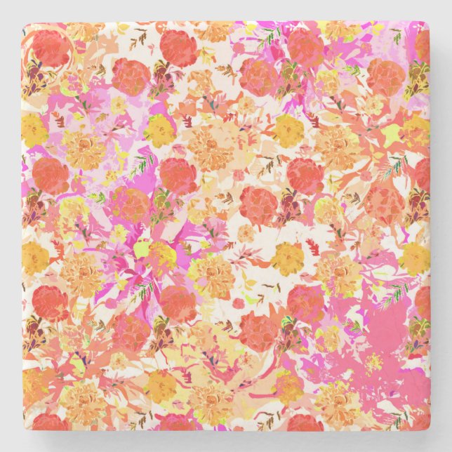 Cute girly-blommor mönster underlägg sten (Framsidan)