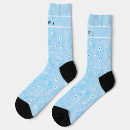 Cute Girly Blue White Blommigt All-over-Print Sock