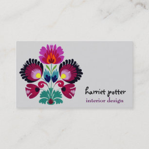 Cute Girly Bohemian Flowers Visitkort