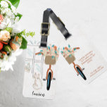 Cute Girly Cat Cafe Vacation Luggage Tag Bagagebricka<br><div class="desc">En förtjusande anpassningsbar bagagemärke för reseentusiasten. Med en söt hand som illustreras med Parisian stil cafe,  blommigt-cykel och katt är dessa bagagetaggar roligt och feminin.</div>