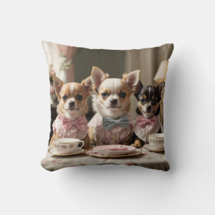 Cute Girly Chihuahua Tea Party Kudde