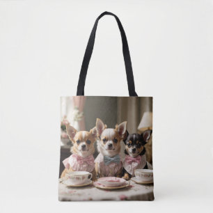 Cute Girly Chihuahua Tea Party Tygkasse