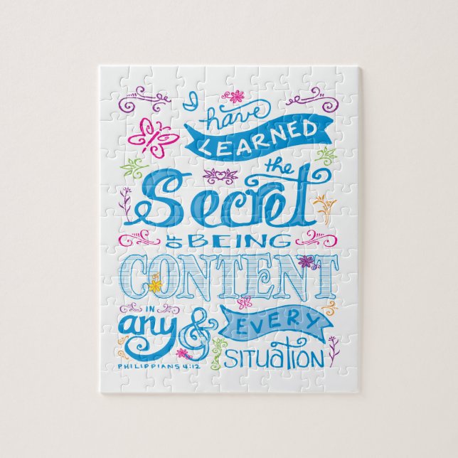 Cute Girly Christian Bible Verse Handlettered Rosa Pussel (Vertikal)