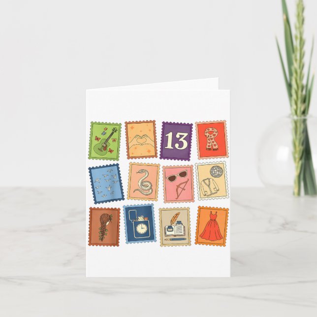 Cute Girly Christmas Pajama Music Album Stamp Aest Kort (Framsida)