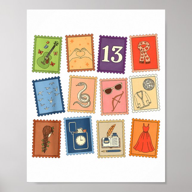 Cute Girly Christmas Pajama Music Album Stamp Aest Poster (Framsidan)