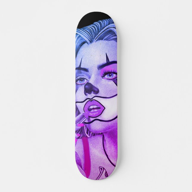 Cute Girly Clown Makeup Rosa Skateboard (Framsida)