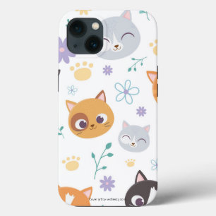 Cute Girly Colorful Kittens illustration Mönster