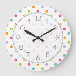 Cute Girly Colorful Polka dots Stor Klocka