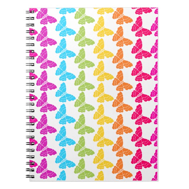 Cute Girly Colorful Rainbow Butterfly Mönster Anteckningsbok (Framsidan)