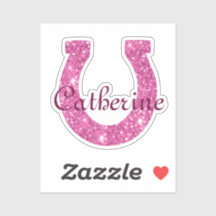 Cute Girly Coquette Rosa Glitter Horseshoe Namn
