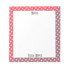 Cute Girly Coral Rosa Färg Monogrammed Anteckningsblock