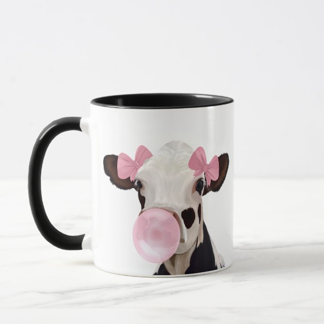 Cute Girly Cow Rosa Bubblegum Mugg (Vänster)