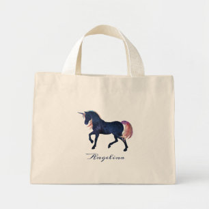 Cute Girly Customial Celestial Navy Blue Unicorn Mini Tygkasse