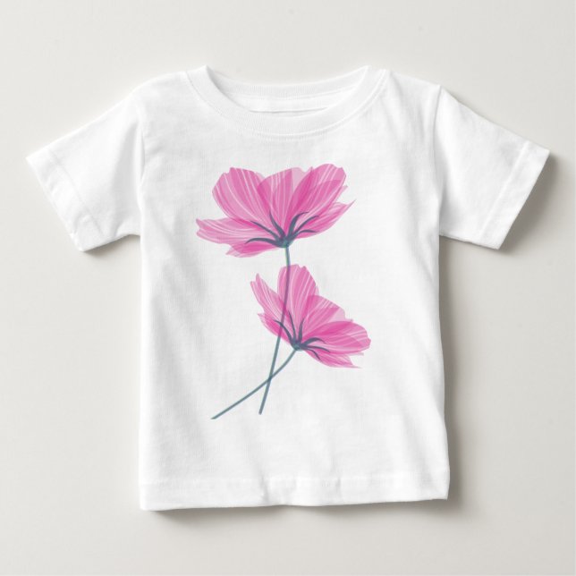 Cute Girly Delikate Söt Rosa Flower Teckning T Shirt (Framsida)