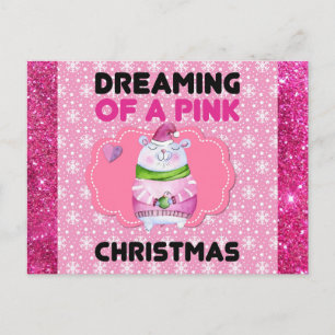 Cute Girly drömmer om en Rosa jul Vykort