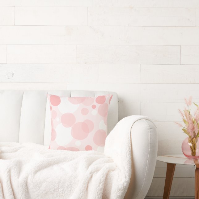 Cute Girly Elegant Rosa Polka dots Kudde (Soffa)