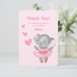 Cute Girly Elephant Ballerina Birthday Party  Tack Kort