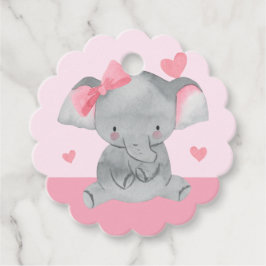 Cute Girly Elephant Pink Bow Birthday Party  Gåvor Etiketter