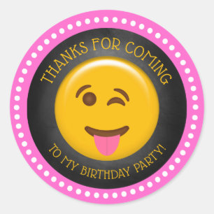 Cute Girly Emoji Birthday Tack Runt Klistermärke